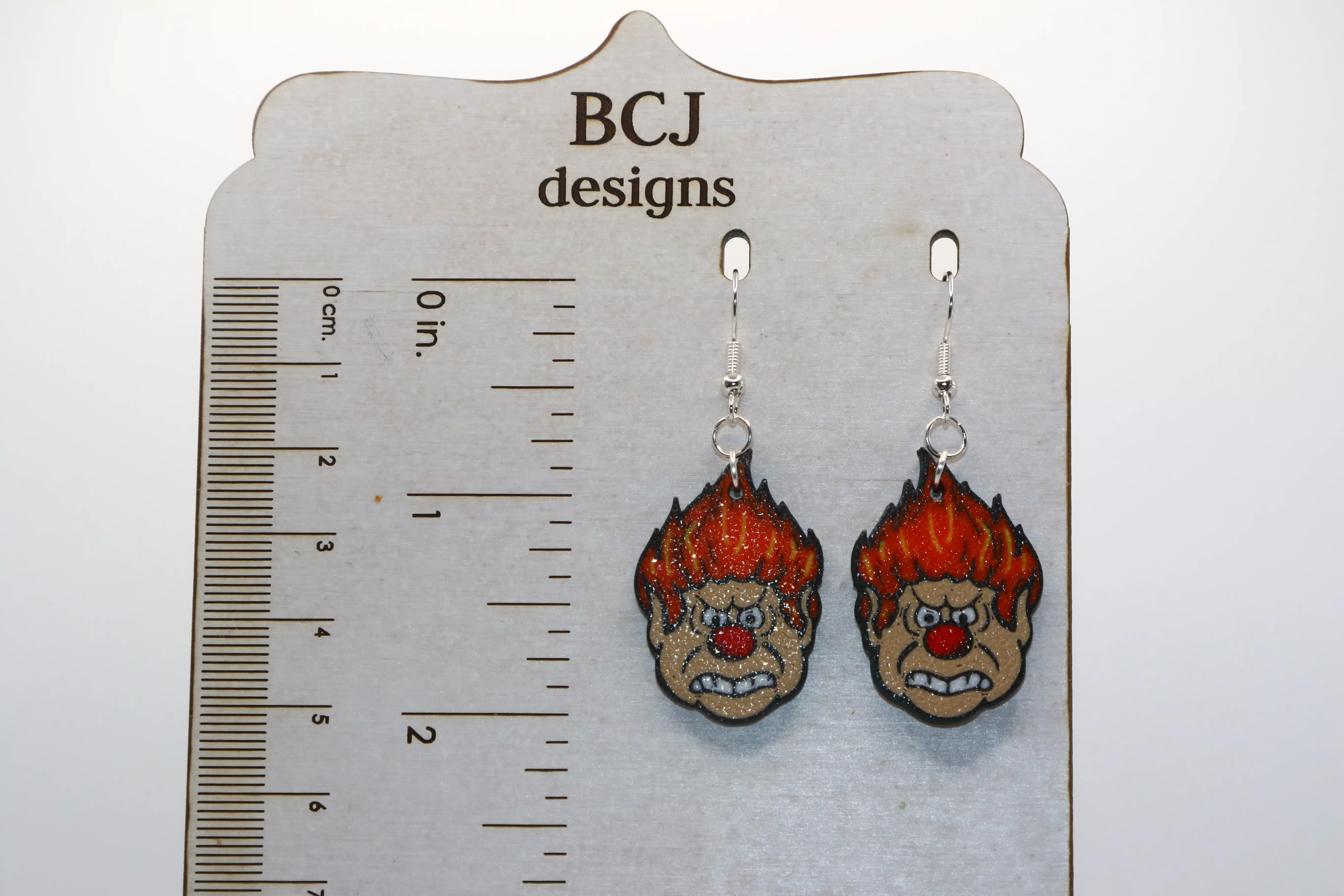 heat miser earrings inspired by The Year Without a Santa Claus