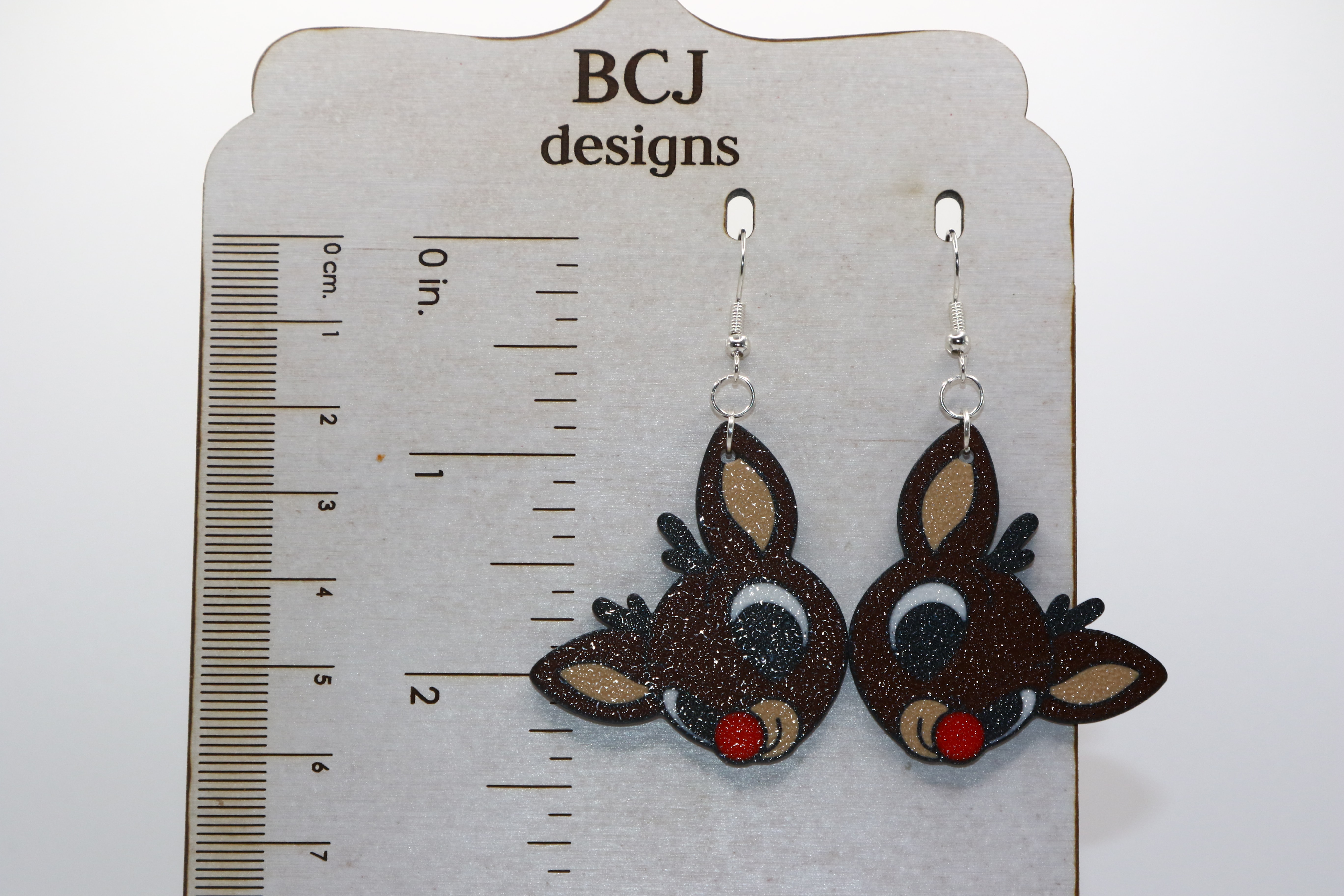 rudolph earrings with red nose inspired by classic 1964 TV special