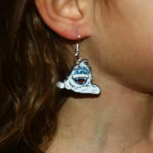bumble earrings inspired by Abominable Snow Monster from 1964 Rudolph TV special