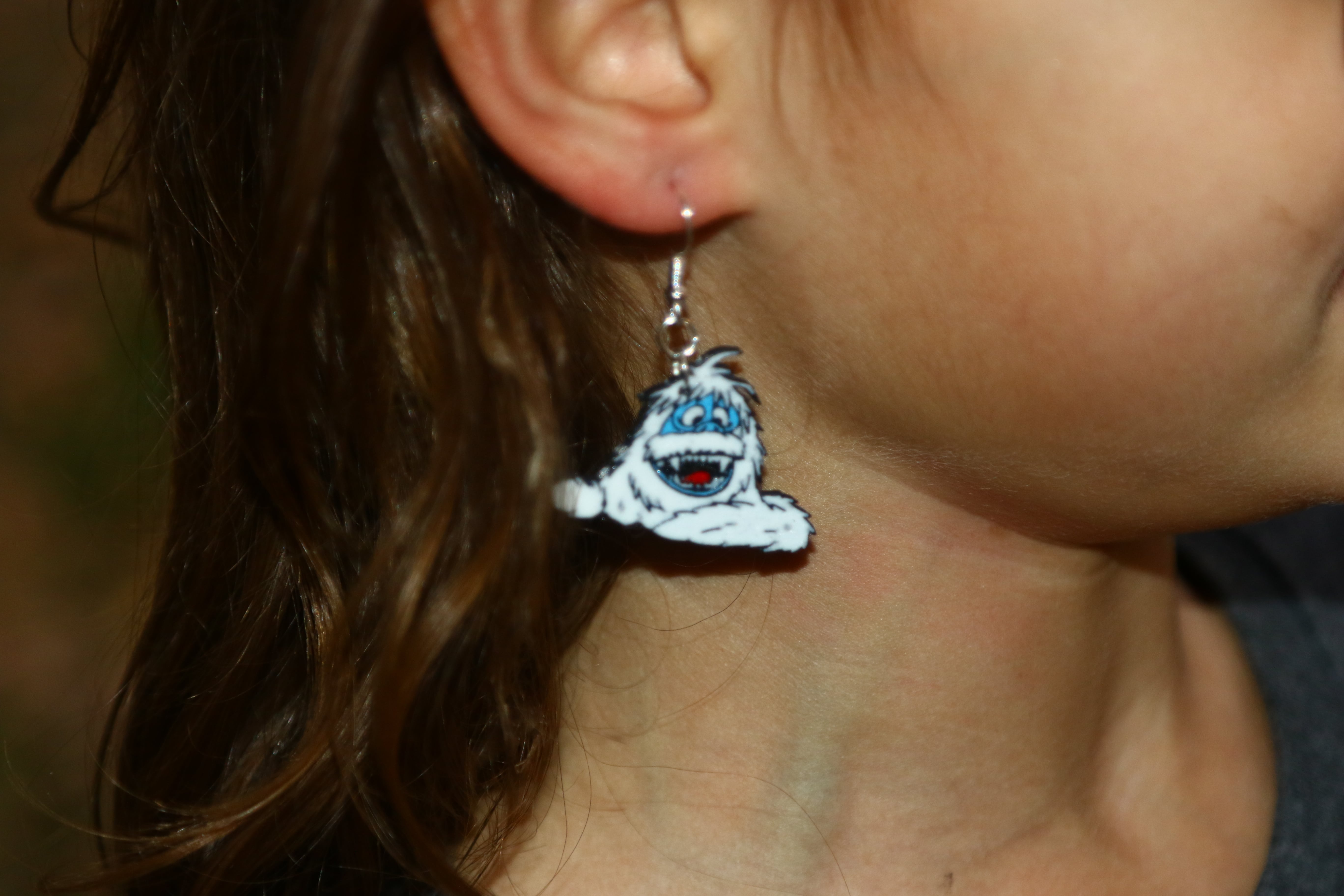 bumble earrings inspired by Abominable Snow Monster from 1964 Rudolph TV special