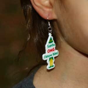 elf hat and legs omg santa earrings inspired by Elf movie