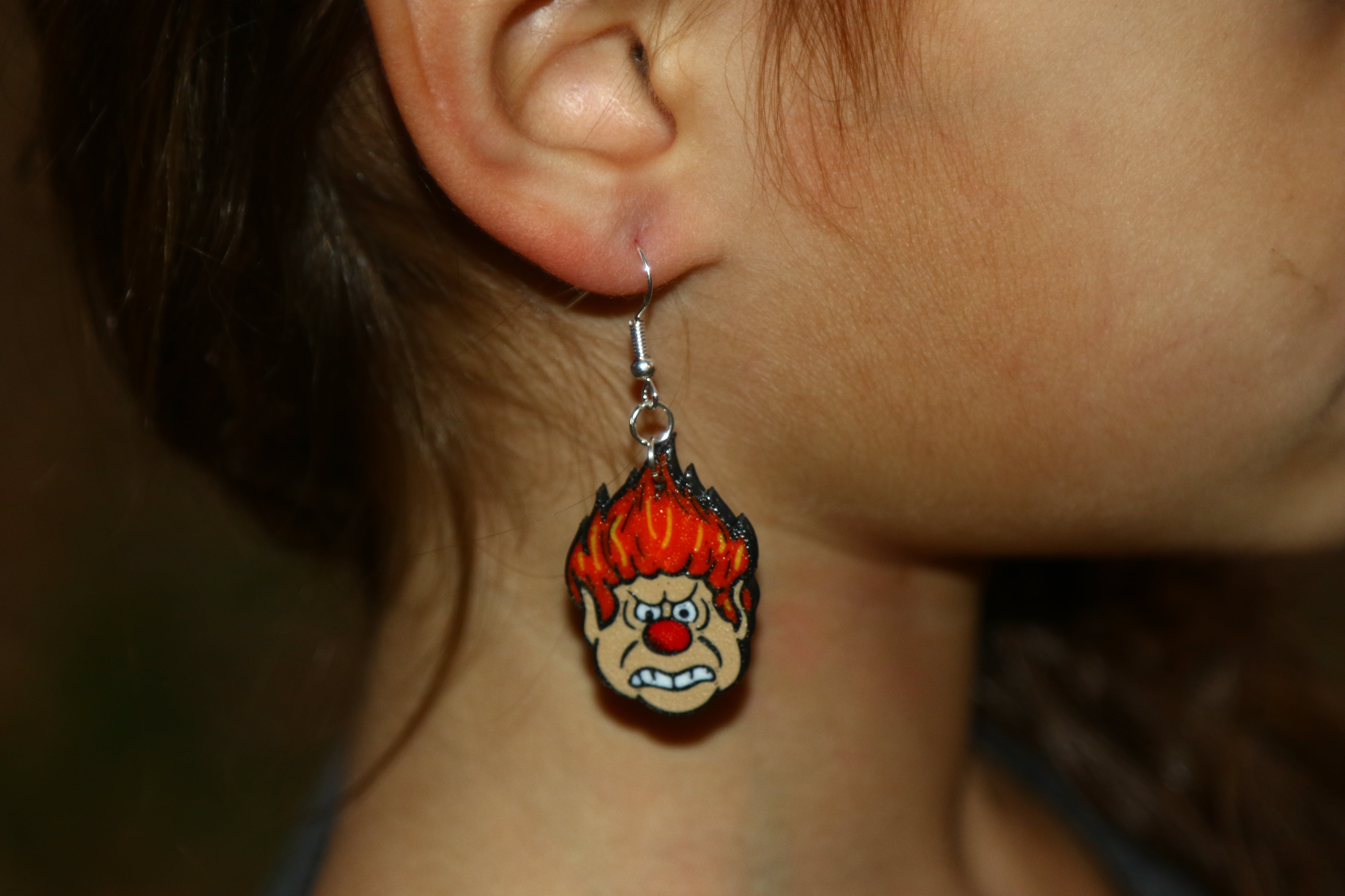 heat miser earrings inspired by The Year Without a Santa Claus