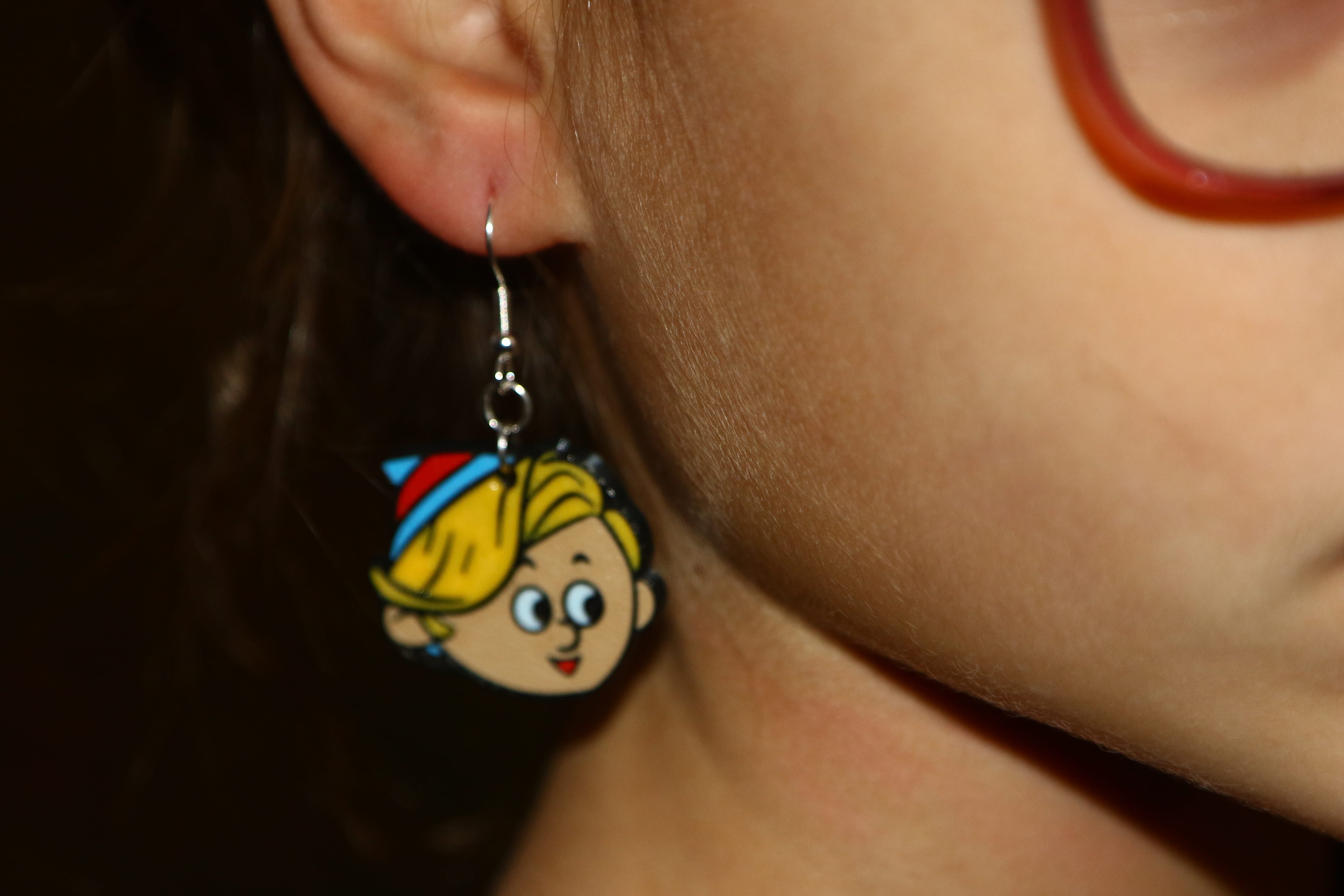 hermey earrings inspired by the 1964 Rudolph the Red-Nosed Reindeer TV special