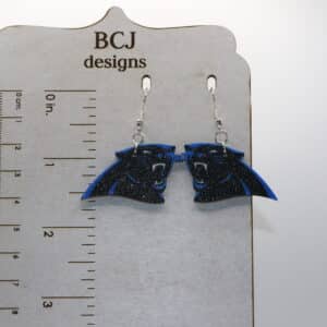 Carolina Panthers earrings displayed as NFL team jewelry for fans