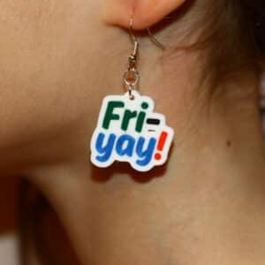 fri yay statement earrings lightweight fun casual everyday jewelry weekend themed earrings