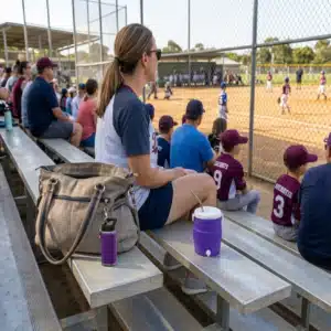 Game day essentials bundle including cooler shaped PETG can koozie and chapstick keychain holder designed for sports and outdoor use, shown as a coordinated sideline accessory set.