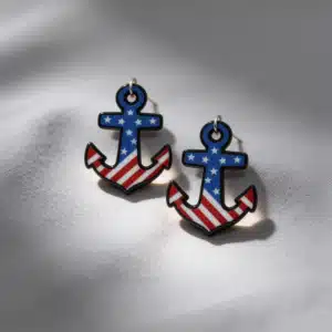 american flag anchor earrings patriotic nautical red white and blue summer statement earrings